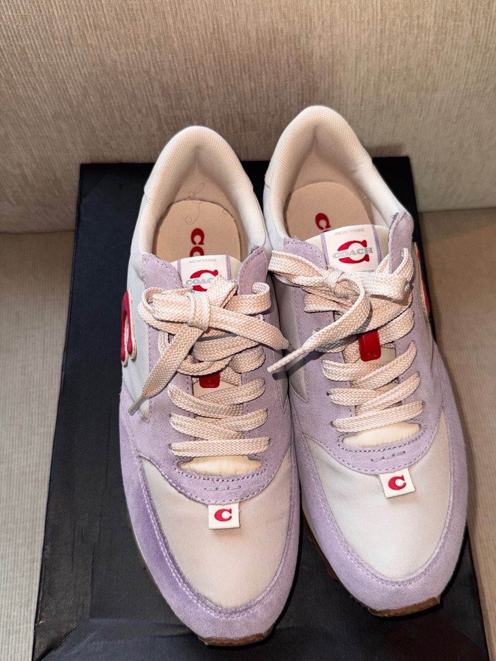 Coach Lavender and White C Logo Runner Sneakers - Picture 5 of 8